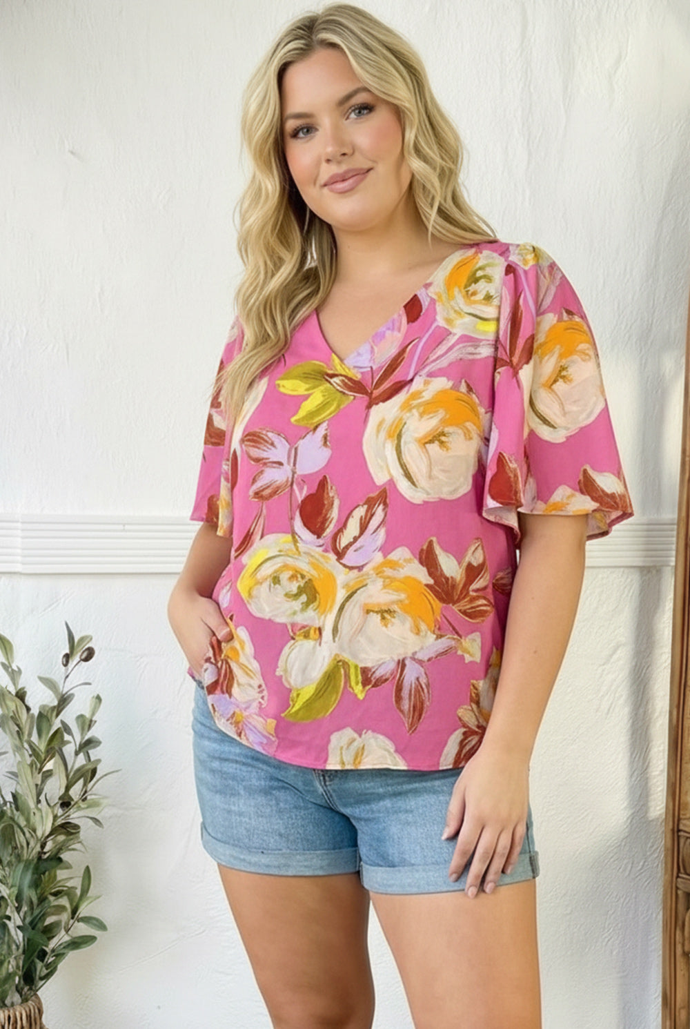 Floral Muse V Neck Blouse